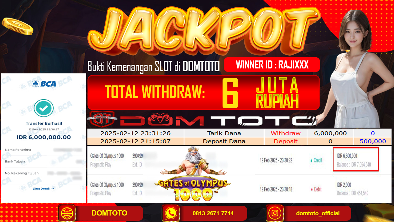 JACKPOT SLOT GATE OF OLYMPUS 1000 12 FEBRUARI 2025